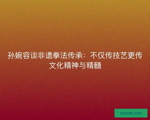 孙婉容谈非遗拳法传承：不仅传技艺更传文化精神与精髓