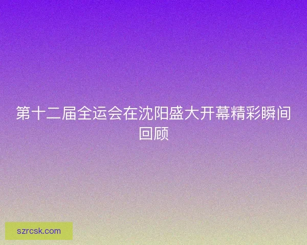 第十二届全运会在沈阳盛大开幕精彩瞬间回顾